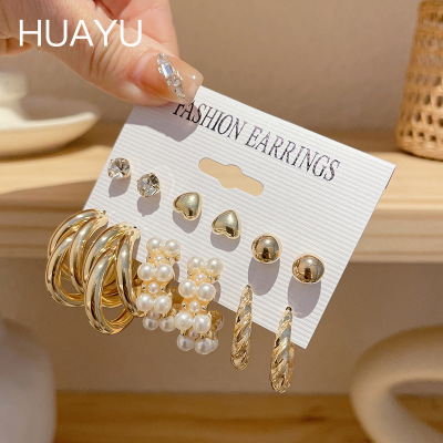 Western Style Earrings 2022 New Fashion Personalized Eardrops Exaggerated Metal Earings Set Combination Female Earrings