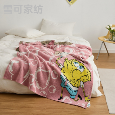 Cartoon Sponge Baby Series Knitted Blanket Autumn and Winter Class a Half Velvet Children's Room Living Room Cover Blanket Nap Blanket