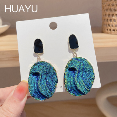 Klein Blue Earrings 2022 New Fashion Earrings Women's High Sense Light Luxury Minority South Korea Hot Selling Temperament Earrings