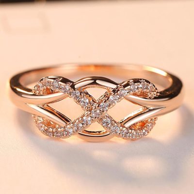 Fashion Infinite Love Ring Micro Inlaid Cross Ring for Women Wedding CZ Crystal Ring Rose Gold Anil