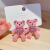 Diamond Flocking Cartoon Bear Earrings Sweet Cute Pink Girly Sweet Ear Studs Niche Design Earrings