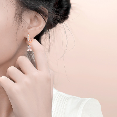 Three Silversmith Geometric Triangle Earrings Female Korean Style Personality Fashion Geometry Pattern Shape Stud Earrings Ins Online Influencer Jewelry