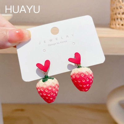 Fresh Small and Creative Playful Girlish Style Fashion Design Strawberry Cute Student Stud Earrings Simple Korean Style Earrings