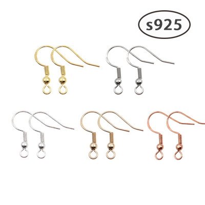 Carved S925 Silver Ear Hook Earrings Accessories 1 Handmade DIY Ornament Material Package Factory Direct Sales Wholesale