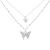 Korean New Double-Layer Folding Wear Micro Inlaid Zircon Butterfly Necklace Female Rhinestone Gentle Necklace Cold Clavicle Chain Jewelry
