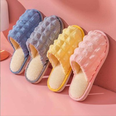 2022floor Cotton Slippers Women's Autumn and Winter Home Indoor Platform Non-Slip Warm Couple Plush Slippers Men