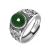 Imitation Hetian Jade Green Jade Men's Silver Plated Ring Vintage Emerald Ring Women's Open Mouth Emerald Thumb Ring