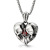 Europe and America Creative Vintage Heart Shape with Diamond Skull Pendant Necklace Punk Couple Girlfriends Jewelry Gift