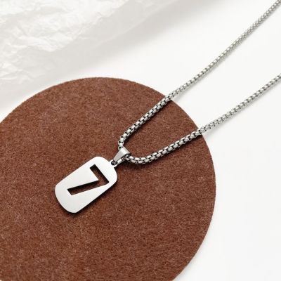 Cross-Border Taobao Supply Titanium Steel Neutral Lucky 7-Word Pendant Necklace Versatile Personality Couple Sweater Chain Accessories Female