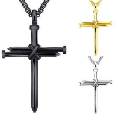 European And American Hot Punk Nail Cross Pendant Classic Simple Men And Women All-Matching Multicolor Necklace Ornament Wholesale