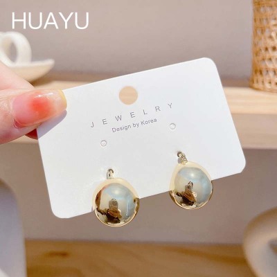 European and American Ins Simple Spherical Stud Earrings Female Cold Style Personality Retro Earrings Fashionable Metal Feeling Ball Ear Clip