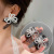 Fairy Floating Mori Style Ins Style Cute Bow Ear Hanging White Chiffon Silk Yarn Ribbon Flower Earrings Earrings for Women
