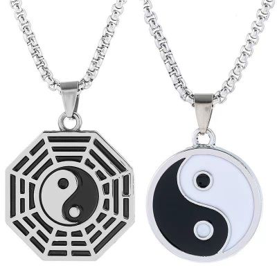 Chinese Style Gossip Tai Chi Necklace Men's Trendy Personalized, Stylish and Simple Lovers Wild Long Pendant Sweater Chain Pendant