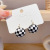 Leather Black and White Lattice Pattern Ear Clip 2022 New Trendy Unique Design Earrings Unique High Sense Online Influencer Earrings