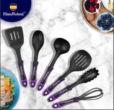 Hausroland Nylon Non-Stick Pan High Temperature Resistant Cooking Spatula Soup Spoon and Strainer Spaghetti Cookware Suit 7-Piece Set