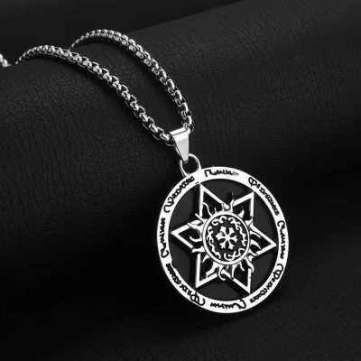 Japanese and Korean Style Black Disc Six-Pointed Star Hip Hop Necklace Men's Simple Fashion Personality Long Pendant Pendants Wholesale