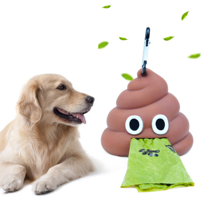 Stool-Shaped Pet Garbage Bag Dispenser Dogs and Cats Portable Soft Silicone Pet Poop Bag Storage Box