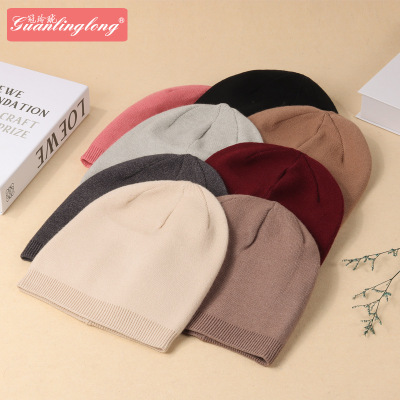 Autumn and Winter Hat Korean Style Japanese-Style Package Cap Woolen Cap Temperament Double Layer Soft Sleeve Cap Cap Beanie Hat Cashmere Knitted Cap