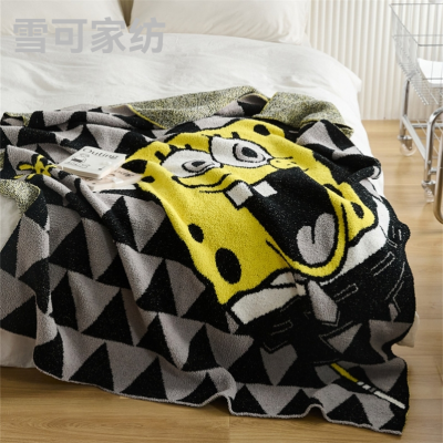 Cartoon Sponge Baby Series Knitted Blanket Autumn and Winter Class a Half Velvet Children's Room Living Room Cover Blanket Nap Blanket