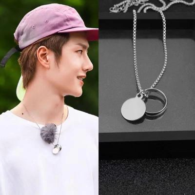 Personalized Hip Hop Trendy Simplicity round Piece Men's and Women's Necklace Elegant Artistic Autumn and Winter Sweatshirt Sweater Chain Necklace