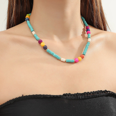 Cross-Border Amazon Hot Sale Natural Turquoise Necklace Accessories Vintage Necklace Ins Ornament Bohemian Necklace