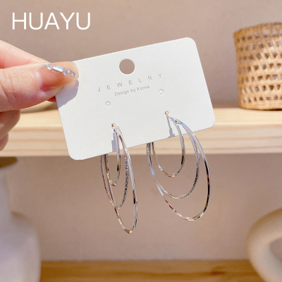 Three-Layer O-Line Exaggerated Large Ring Earrings for Women Summer 2022 New Trendy Ear Ring Niche Design High-Grade Earrings