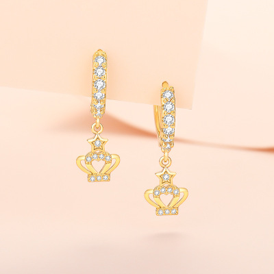 Jingdong Amazon Hot Sale 925 Silver Plated Minimalist Star Crown Earrings Fashionable Korean All-Match Ear Ring Delivery