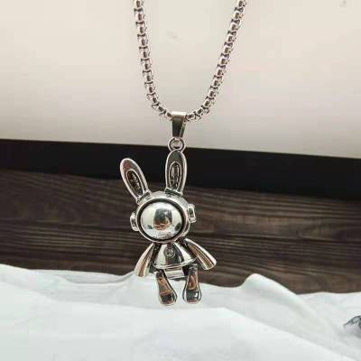 2022 New Space Rabbit Necklace for Men and Women Fashion Special-Interest Design Sense All-Matching Long Pendant Chain Fashion