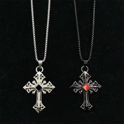 European and American Fashion Cool Pattern Hollow Cross Necklace Simple All-Matching Long Pendant Sweater Chain Hip Hop Accessories