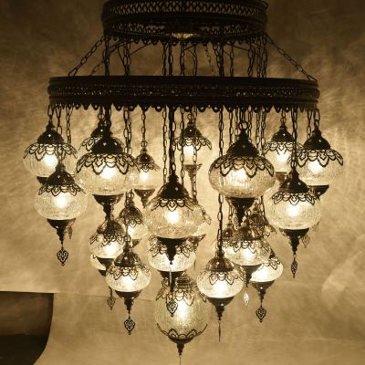 Retro Europe and America Type Chandelier New House Restaurant Hotel Exhibition Hall Holiday Decoration Crack Glass 27-Head Chandelier Adjustable