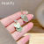 Fresh Green White Heart-Shaped Earrings Women's Sweet Girly Elegant Earrings 2022 New Fashion Earrings Women's Summer