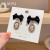 Black Bowknot Earrings for Women Oval Rhinestone Pearl Temperamental Earrings Special-Interest Design Girly Heart-Shaped Earrings Cute