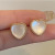 European and American Foreign Trade White Double Layer Dripping Oil Love Heart Earrings Peach Heart Eardrops Creative Cross-Border Simple Temperament Eardrops Female