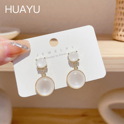 Simple High Sense Size Circular Earrings Opal 2022 New Fashion Earrings Niche Design Earrings for Women