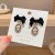 Black Bowknot Earrings for Women Oval Rhinestone Pearl Temperamental Earrings Special-Interest Design Girly Heart-Shaped Earrings Cute