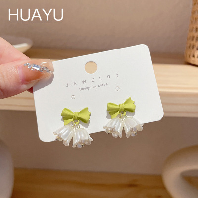 Sweet Lily Tulip Flower Earrings Female Summer 2022 New Bow Mori Ear Studs Freshess Earrings