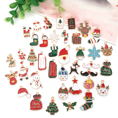 1 New Christmas Dripping Ornament Santa Claus Pendant Christmas Tree DIY Earrings Pendant Alloy Accessories