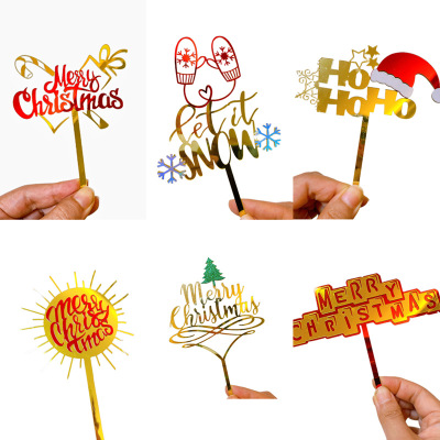 New Cross-Border Christmas Happy Acrylic Cake Insertion Merry Christmas Cake Decoration Christmas Party Packaging