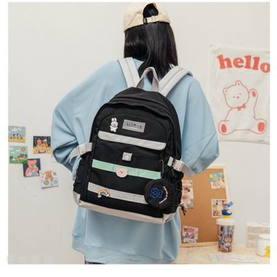 Customized Schoolbag Female Ins Style Sweet Cute Korean Style Female Junior High School Student Backpack for Grade 3 to Grade 6 All-Match Bag Contrast Color