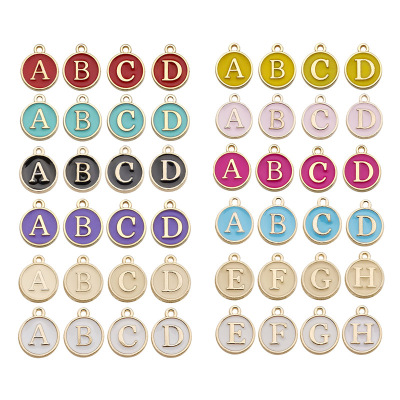 10 Colors Optional DIY Alloy Accessories 26 Kinds Each 1 Set English Letter Brush Double-Sided Alloy Dripping Pendant