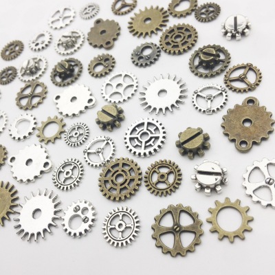 Mix 130 Sets DIY Ornament Accessories Vintage Alloy Punk Steam Mechanical Gear UV Filler