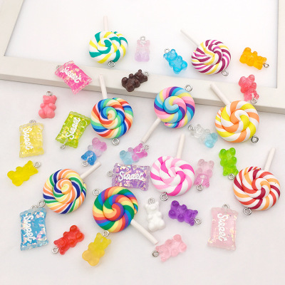 1 Simulation Lollipop Candy Resin Pendants Earrings Keychain Handbag Pendant Pendant DIY Ornament Accessories