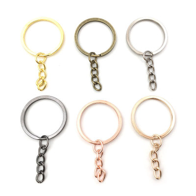 1 Key Ring with Chain 30mm Key Ring Metal Alloy Key Ring DIY Accessories Key Ring Multi-Color Optional