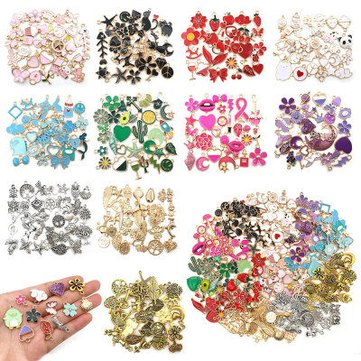 Mix 400 Sets DIY Accessories Decorations Dripping Oil Alloy Bracelet Necklace Pendant Key Ring Accessories Pendant