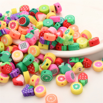 Pieces Colorful Fruit Love Heart Polymer Clay Slice Beaded Loose Beads Bracelet Necklace DIY Punch Ornament Accessories