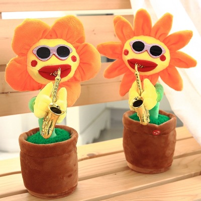 Douyin Electric SUNFLOWER Enchanting Flower Singing And Dancing Play The Saxophone Sunflower Twist SUNFLOWER Plush Toy