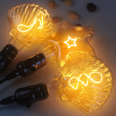 Shaped LED Filament Lamp XINGX Shell Creative Decorative Lighting Golden Warm Light E27 Vintage Edison Bulb