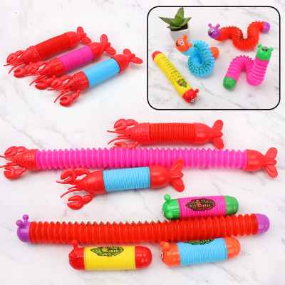 Colorful Stretch Plastic Pipe DIY Corrugated Crayfish Extension Tube Caterpillar Pipe Children Vent Pressure Reduction Toy