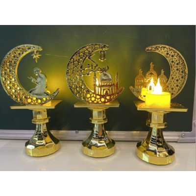 Ramadan Moon Decoration with Base Candle Light