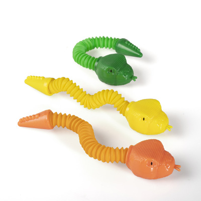 Cross-Border Simulation Snake Extension Tube Luminous Decompression Trick Toy Variety of Shapes Snake Stretch Tube Decompression Vent Toy